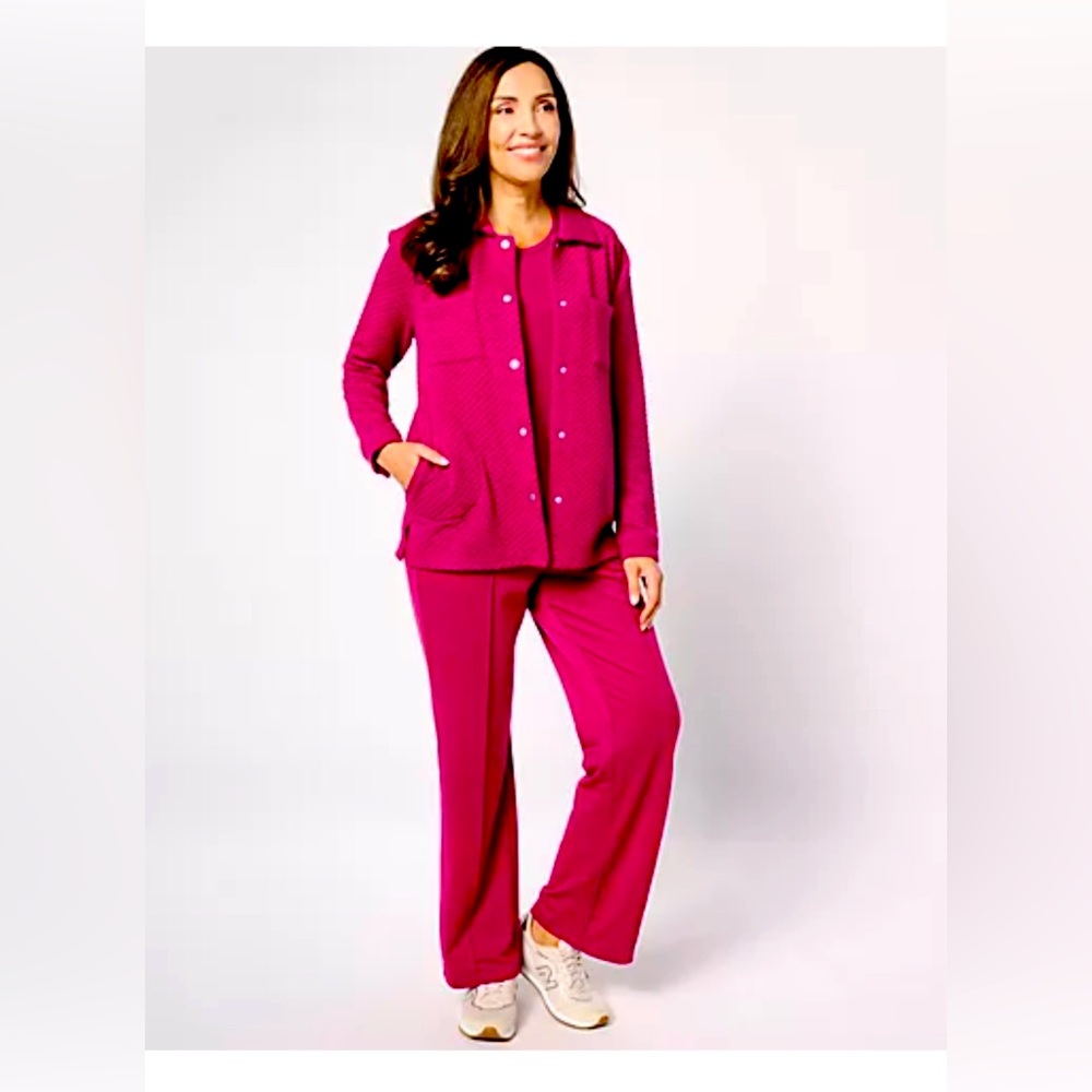 MUK LUKS Regular 3-Piece Quilted Shacket Lounge Set